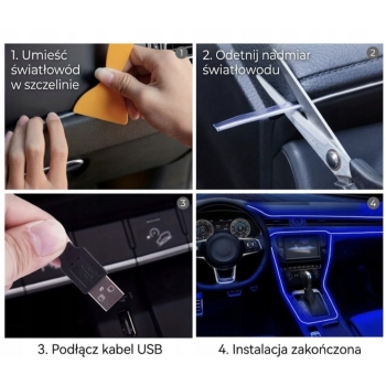 Taśma LED Ambient Podświetlenie Wnętrza 5m USB